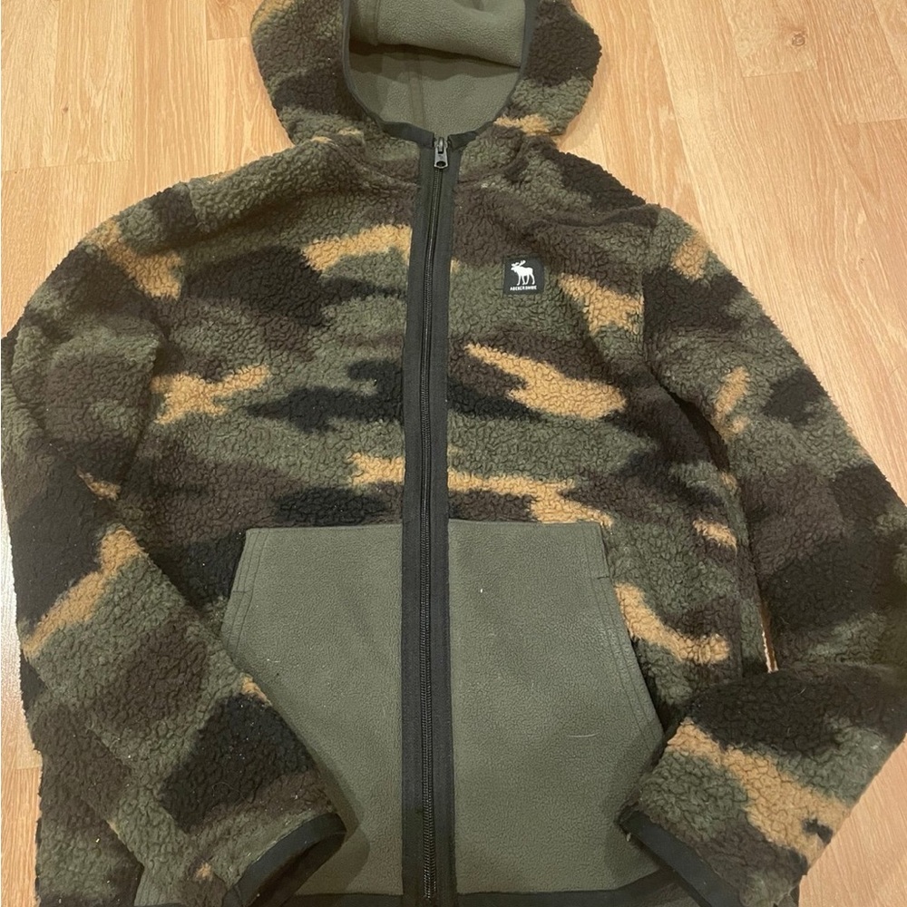 Abercrombie Kids Green and Brown Camouflage Hoodie